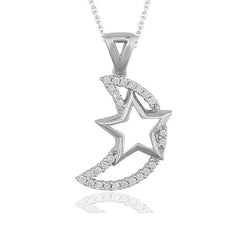 Silver Crescent Star Women's Necklace