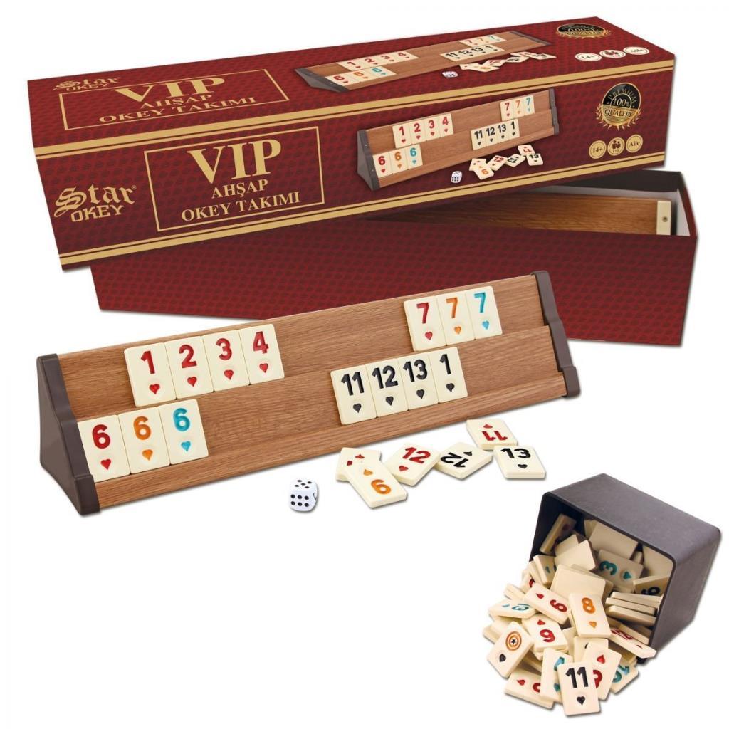 1010464 VIP Wooden Okey Set Light Color, Star Okey