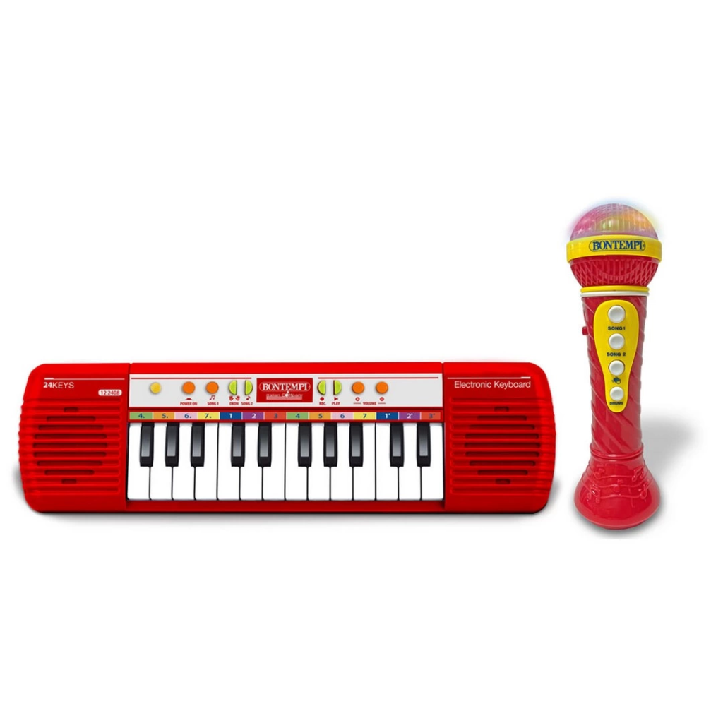Nessiworld 24 Key Electronic Microphone Illuminated Organ Set Red