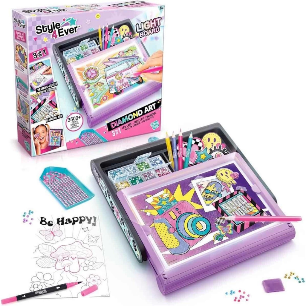 Nessiworld 3 en 1 Style 4 Ever Kit d'art diamant à lumière LED
