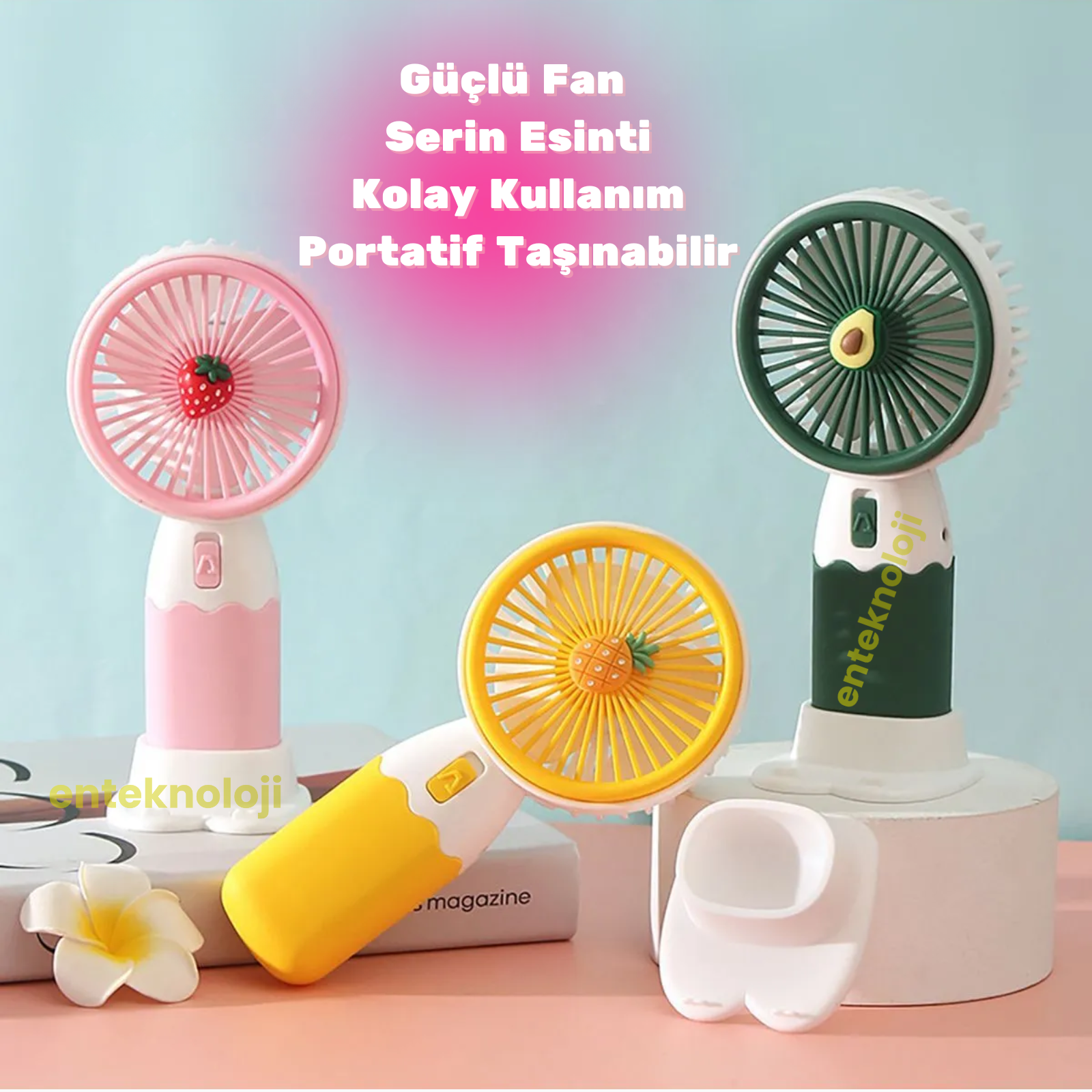 Meyve Emojili Mini El Fanı - MeanYou