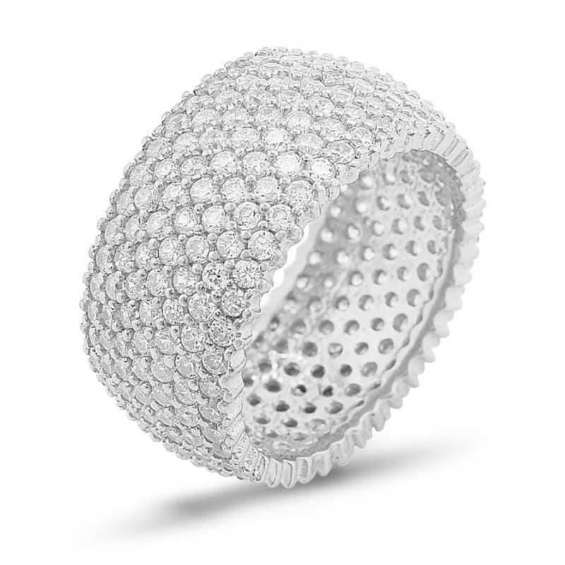 Alliance en argent à 7 rangs pour femme avec cercle complet 
