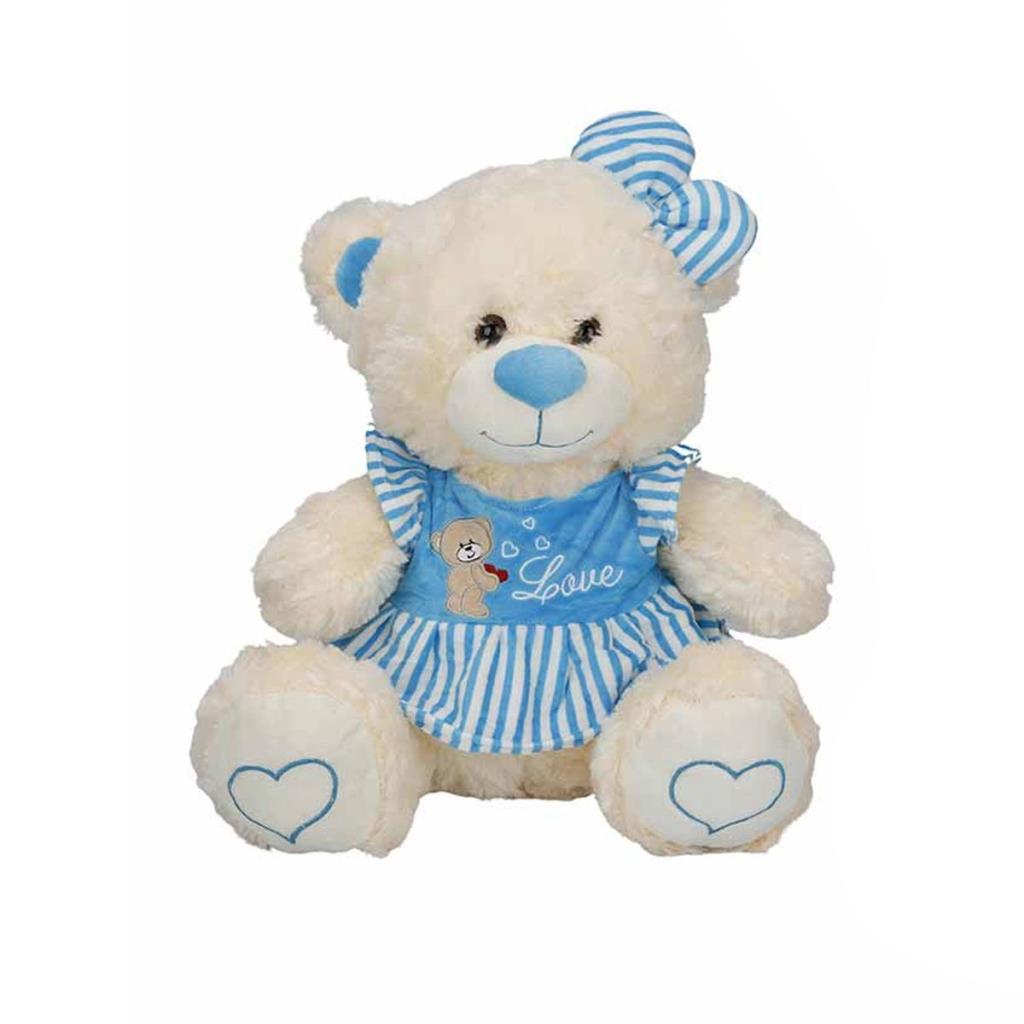 Nessiworld 8334 Sitting Striped Dressed Plush Bear 40 cm - Sunman