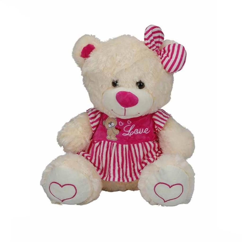 Nessiworld 8334 Sitting Striped Dressed Plush Bear 40 cm - Sunman