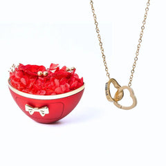 Meanyou Eternal Loyalty Rose Box and Personalized Necklace
