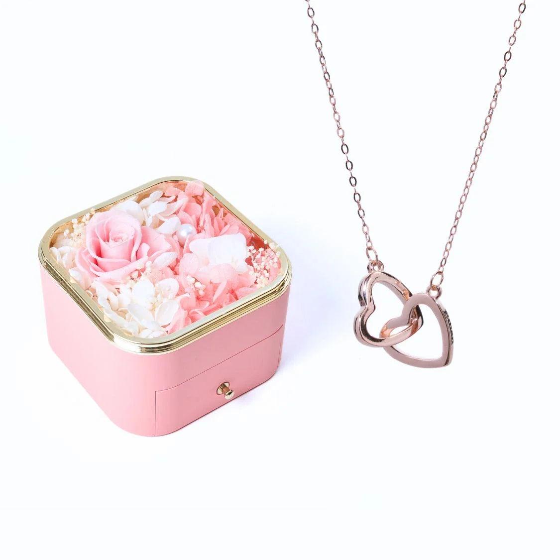Meanyou Eternal Happiness Rose Box &amp; Personalized Necklace 