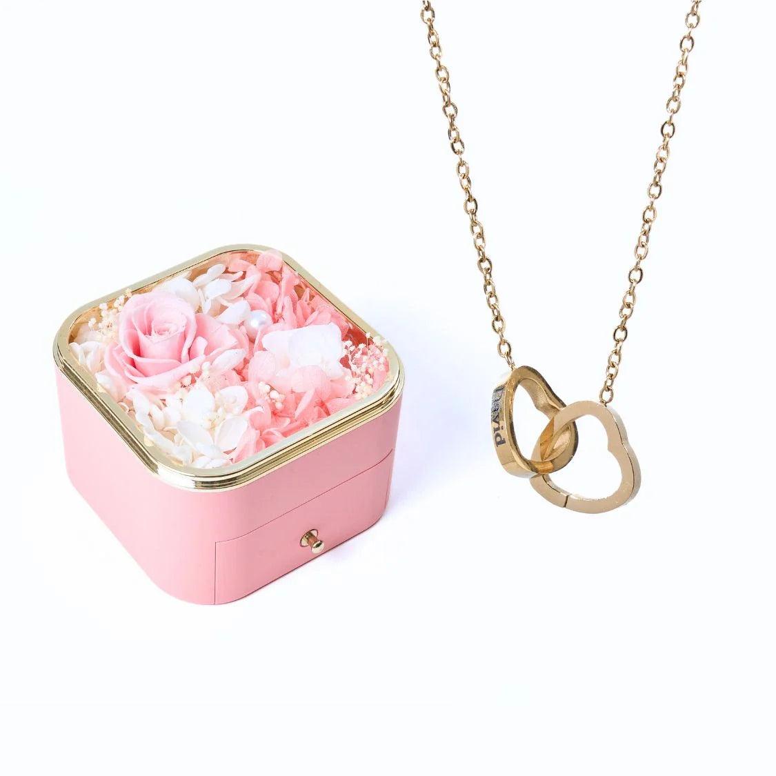 Meanyou Eternal Happiness Rose Box &amp; Personalized Necklace 