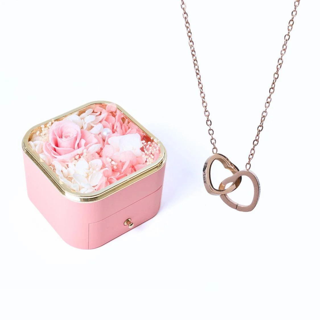 Meanyou Eternal Happiness Rose Box &amp; Personalized Necklace 