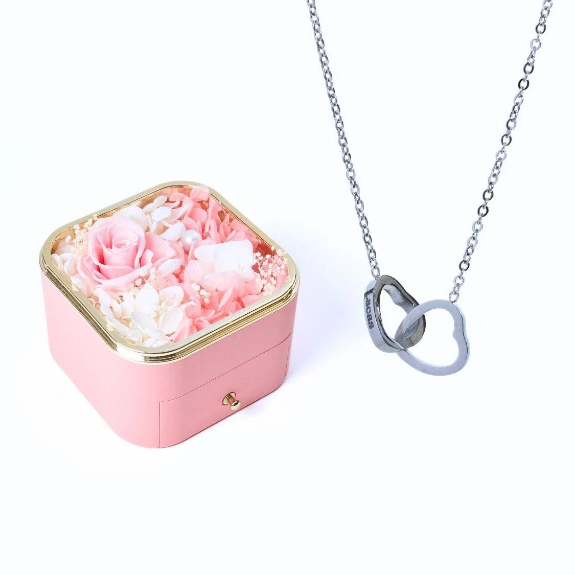 Meanyou Eternal Happiness Rose Box &amp; Personalized Necklace 