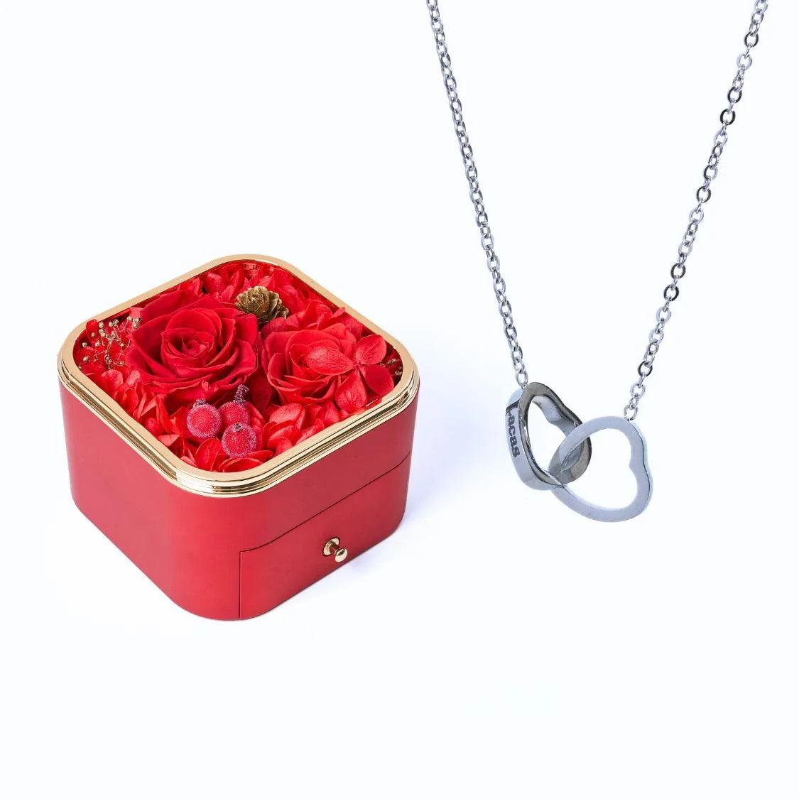 Meanyou Eternal Happiness Rose Box &amp; Personalized Necklace 