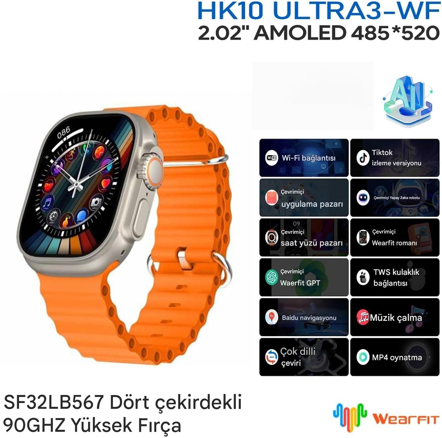 Meanyou Akıllı Kol Saati Watch HK 10 Ultra 3 WiFi