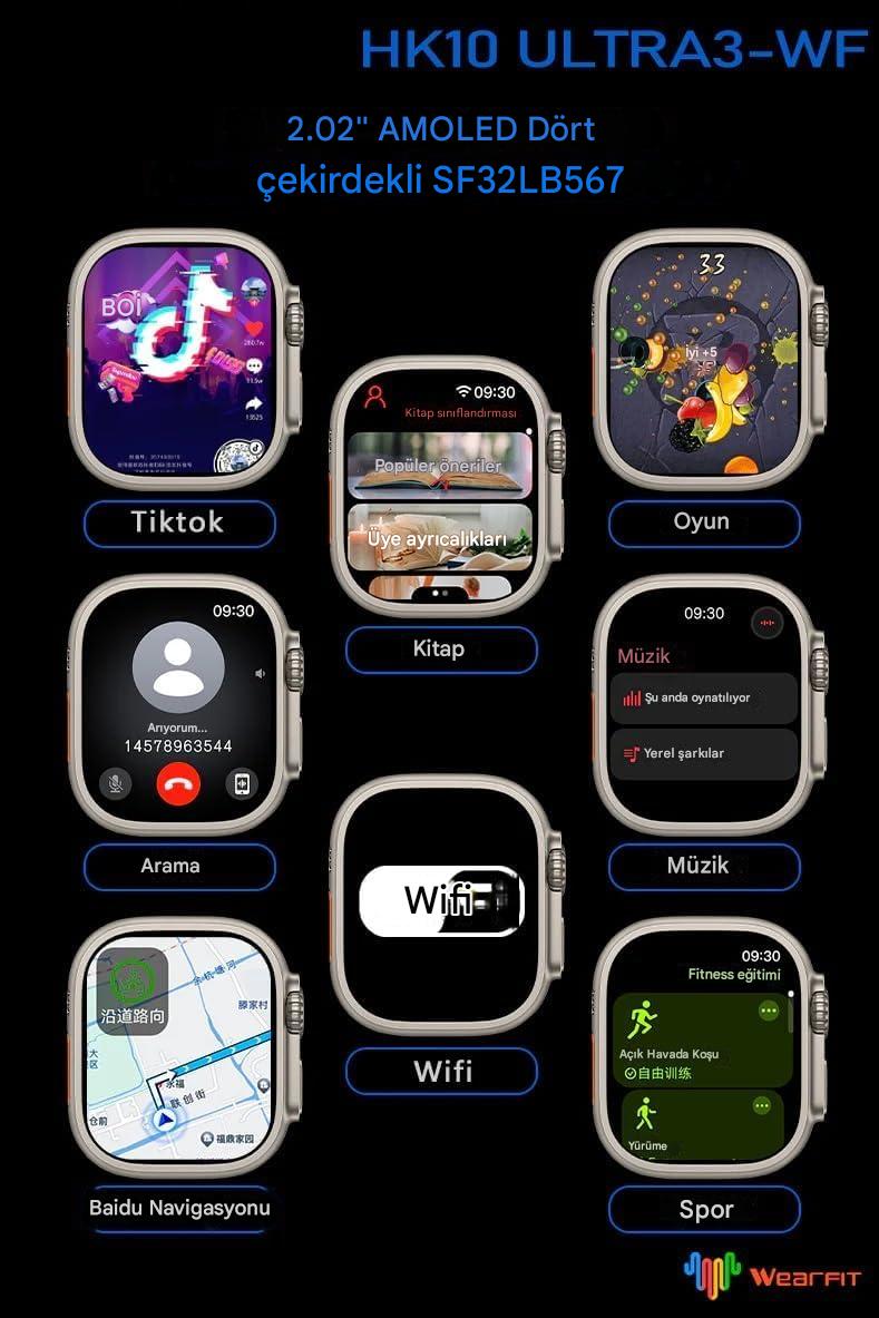 Meanyou Akıllı Kol Saati Watch HK 10 Ultra 3 WiFi