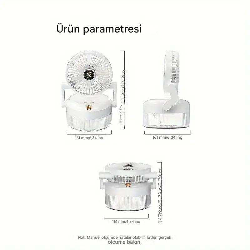Meanyou Katlanabilir USB Şarjlı Mini Soğutma Fanı Nemlendirici – 3 Kademeli Sessiz Masa Fanı | 1200mAh Lityum Pil ile Taşınabilir Klima Etkisi