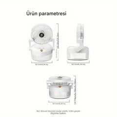 Meanyou Katlanabilir USB Şarjlı Mini Soğutma Fanı Nemlendirici – 3 Kademeli Sessiz Masa Fanı | 1200mAh Lityum Pil ile Taşınabilir Klima Etkisi