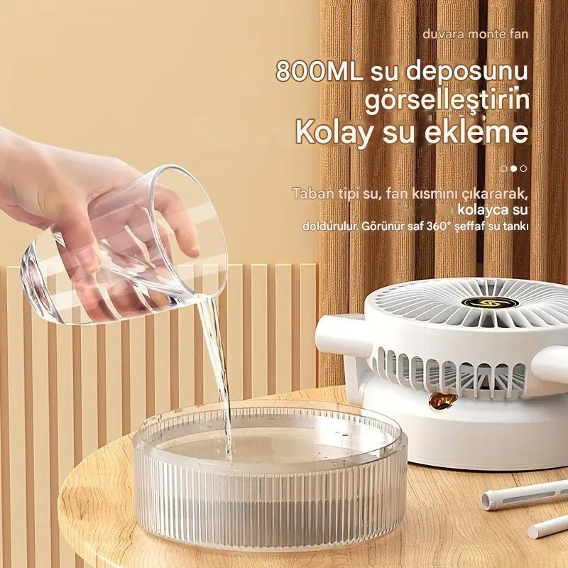 Meanyou Katlanabilir USB Şarjlı Mini Soğutma Fanı Nemlendirici – 3 Kademeli Sessiz Masa Fanı | 1200mAh Lityum Pil ile Taşınabilir Klima Etkisi