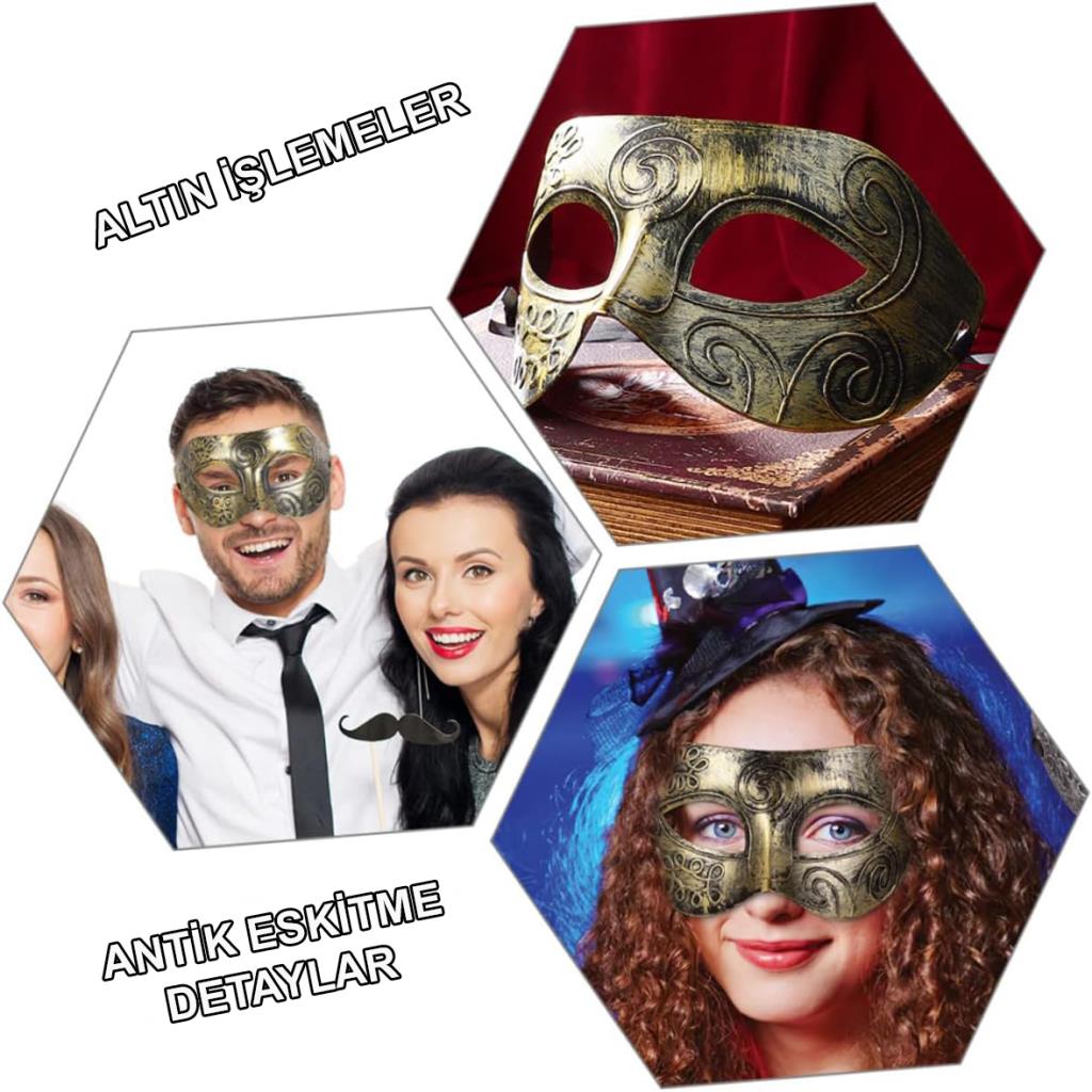Nessiworld Gold Antique Face Mask - Antique Style Ball Mask