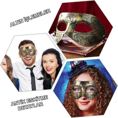 Nessiworld Gold Antique Face Mask - Antique Style Ball Mask
