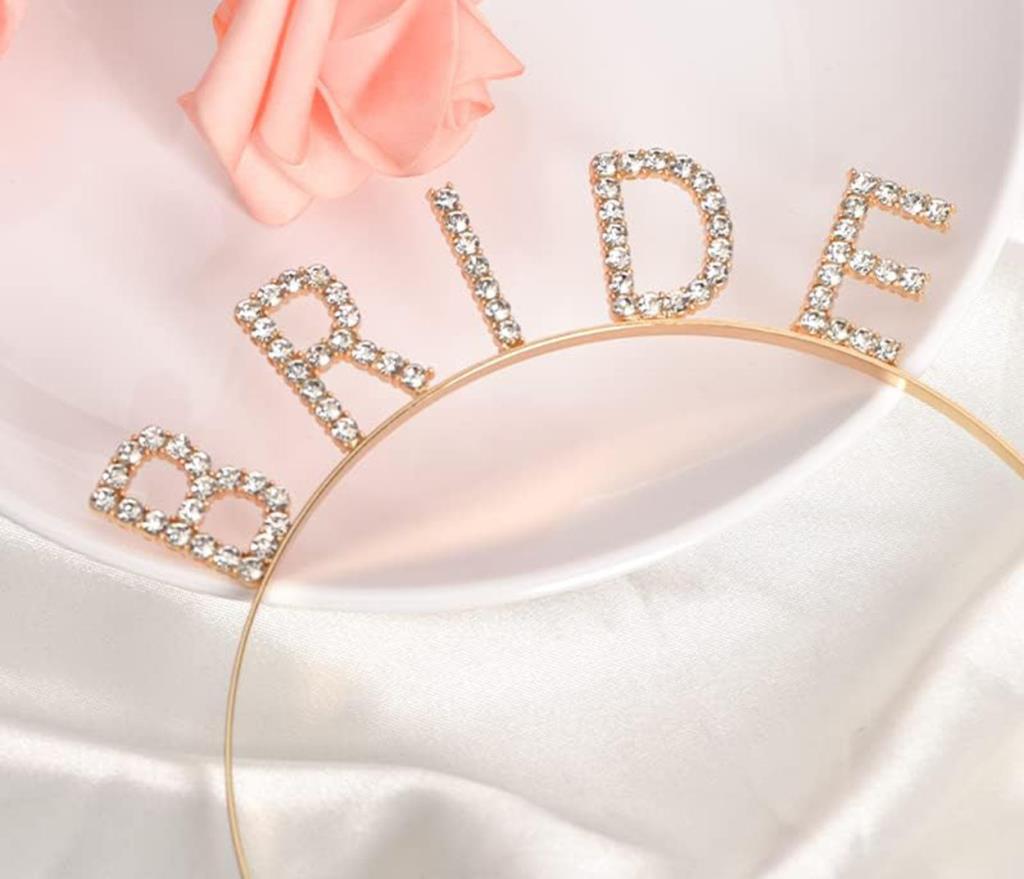 Nessiworld Altın Gold Renk Bekarlığa Veda Kristal Taş Bride Tacı İthal 16x10 cm