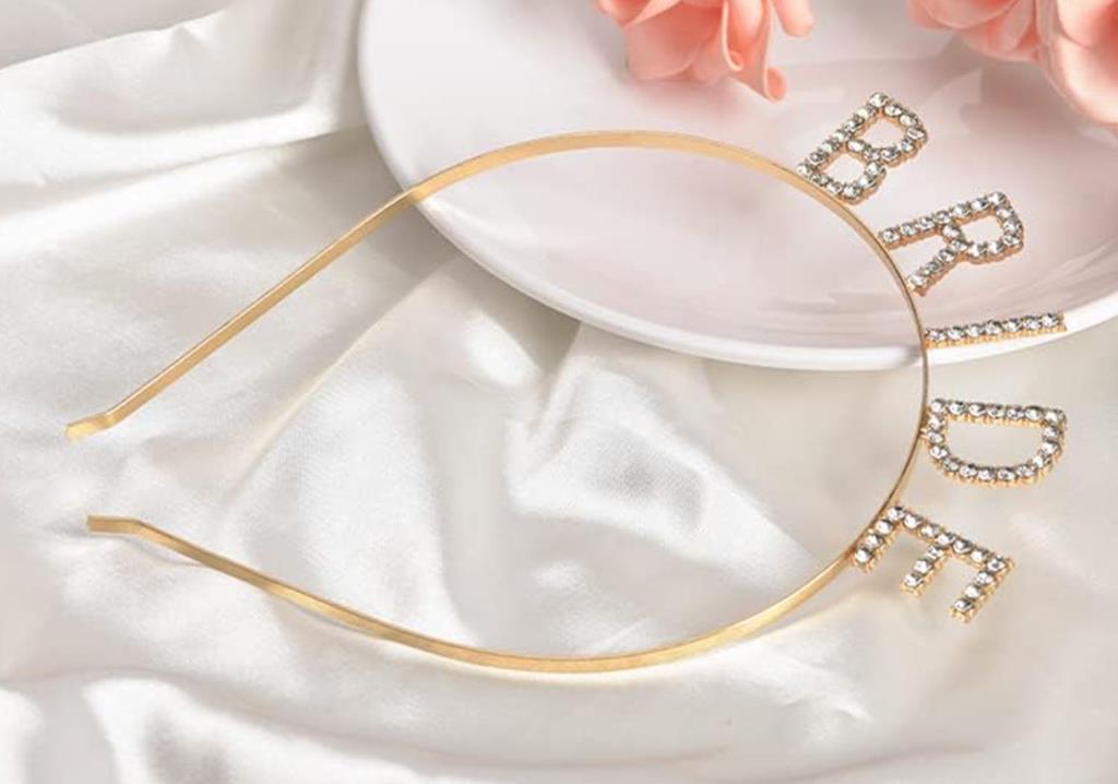 Nessiworld Altın Gold Renk Bekarlığa Veda Kristal Taş Bride Tacı İthal 16x10 cm