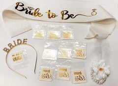 Nessiworld Gold Color Bride Party Crown Sash Tattoo Bracelet Set Full 13 Pieces