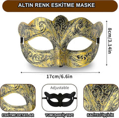 Nessiworld Gold Color Antique Masquerade Mask – Venetian Style Party Mask