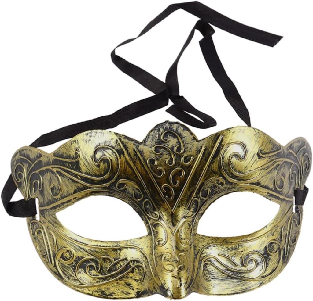 Nessiworld Gold Color Antique Masquerade Mask – Venetian Style Party Mask