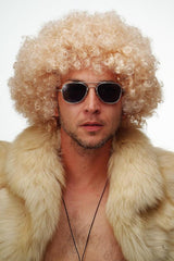 Nessiworld Gold Color Curly Afro Bonus Wig Hair Party Wig Platinum Gold