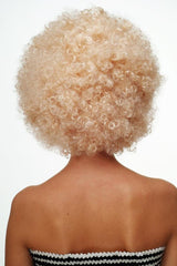 Nessiworld Gold Color Curly Afro Bonus Wig Hair Party Wig Platinum Gold