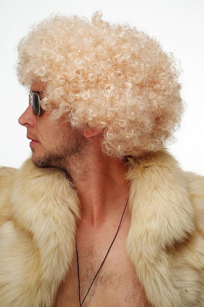 Nessiworld Gold Color Curly Afro Bonus Wig Hair Party Wig Platinum Gold