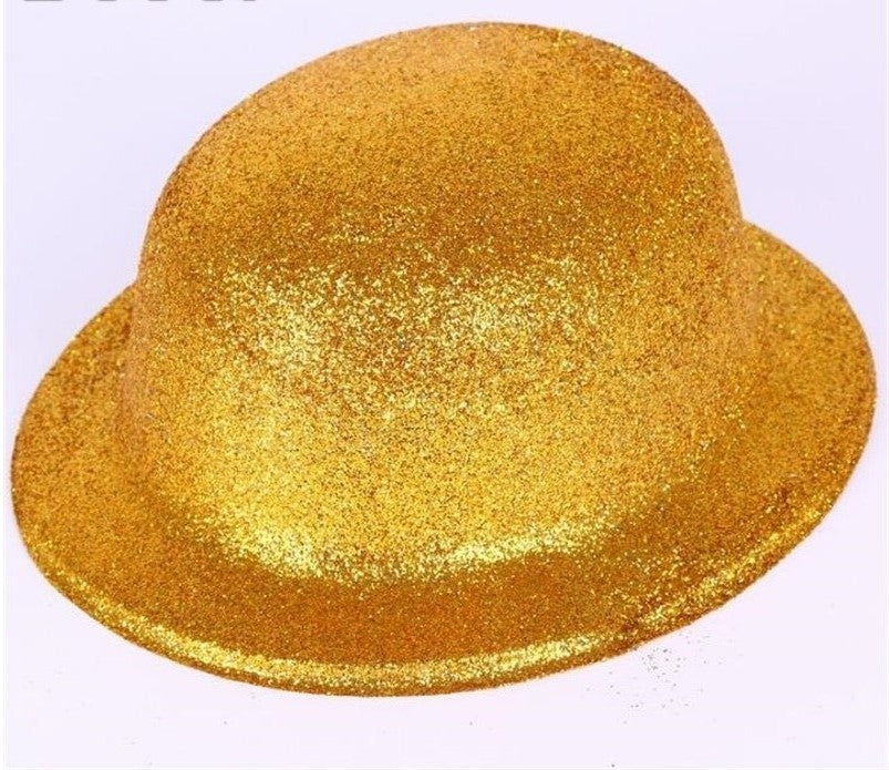NessiWorld Gold Color Round Glitter Plastic Party Hat