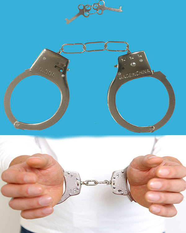 NessiWorld Keyed Toy Metal Handcuffs Police Handcuffs