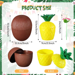 Nessiworld Ananas &amp; Hindistan Cevizi Tasarımlı Pipetli Bardak Seti (6 Adet)