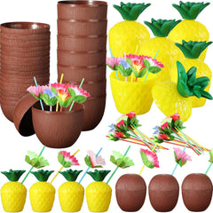 Nessiworld Ananas &amp; Hindistan Cevizi Tasarımlı Pipetli Bardak Seti (6 Adet)