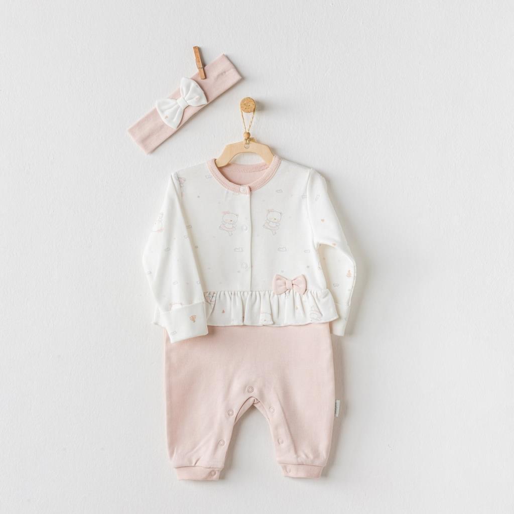Nessiworld AC24127 Ballerina Baby Jumpsuit Set Ecru Pink