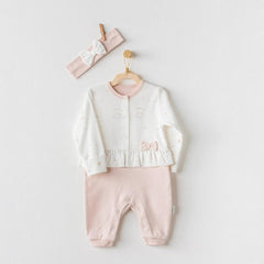 Nessiworld AC24127 Ballerina Baby Jumpsuit Set Ecru Pink