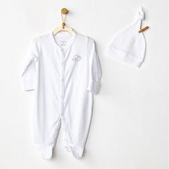 Nessiworld AC24708 Jacquard Baby Jumpsuit Set White