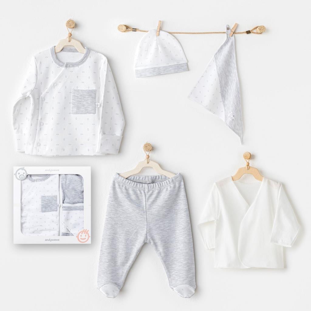 Nessiworld AC24720 Newborn Wawa Boys 5'Li Hastane Çıkış Seti White