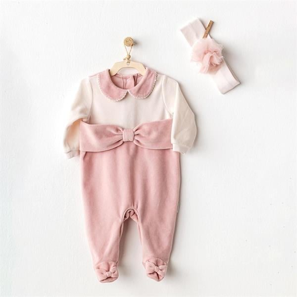 Nessiworld Andywawa AC25043 Puppy Gazelle Velvet Baby Jumpsuit Set Pink