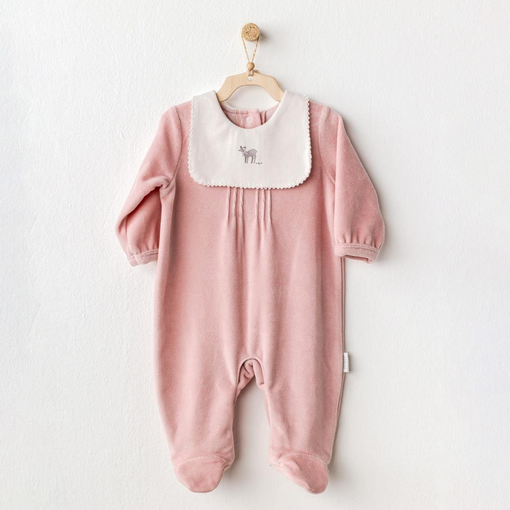 Nessiworld Andywawa AC25055 Puppy Gazelle Velvet Baby Jumpsuit Pink