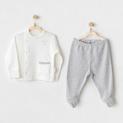 Nessiworld Andywawa AC25704 Side Snap Set Mommy's Little Star 2-Piece Zıbın Set Gray