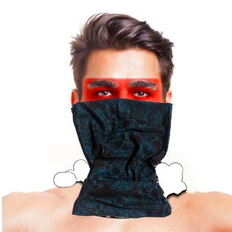 Paphos Bandana Multi Skull Blue Black Mask