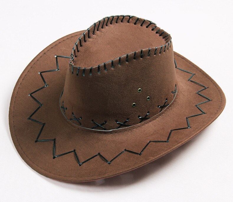 Chapeau de cowboy Nessiworld à lacets en nubuck et daim pour enfant, marron foncé