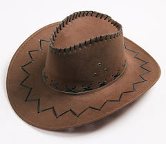 Chapeau de cowboy Nessiworld à lacets en nubuck et daim pour enfant, marron foncé