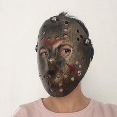 NessiWorld Copper Color Red Striped Full Face Hockey Jason Mask Hannibal Mask