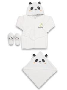 Nessiworld Baby Panda Baby Bathrobe Set 30037 White