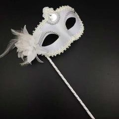 Nessiworld White Glitter Handle Photo Shoot Mask 18x29 cm