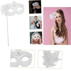 Nessiworld White Glitter Handle Photo Shoot Mask 18x29 cm