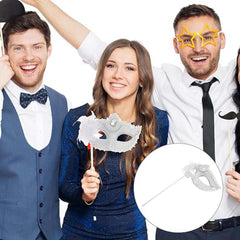 Nessiworld White Glitter Handle Photo Shoot Mask 18x29 cm