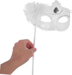 Nessiworld White Glitter Handle Photo Shoot Mask 18x29 cm