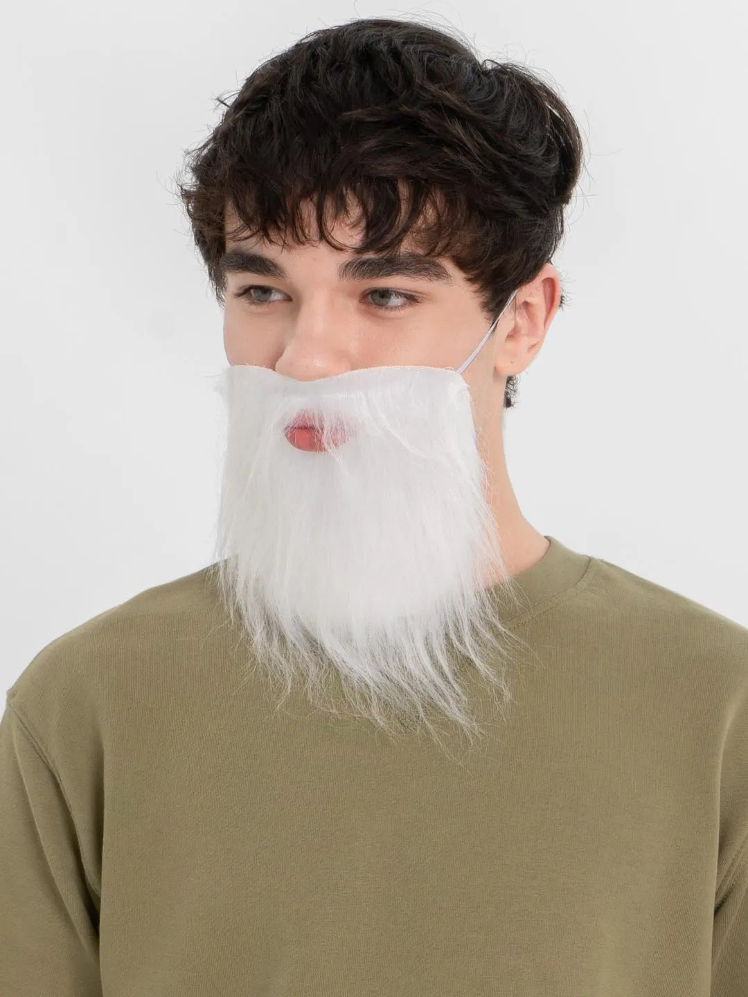 NessiWorld White Flecked Elastic Back White Fake Beard Adult Child Compatible